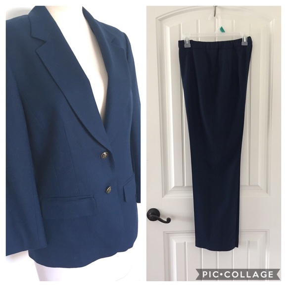 Matching Pendleton Navy Wool Pant Suit Size 8 - Picture 1 of 8